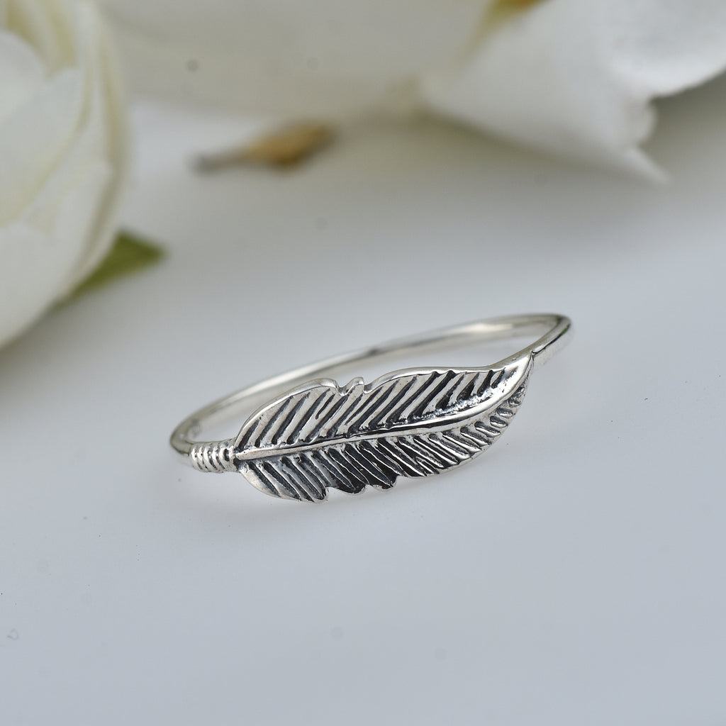 Nature Inspired Minimalist Leaf Ring –  925 Sterling Silver