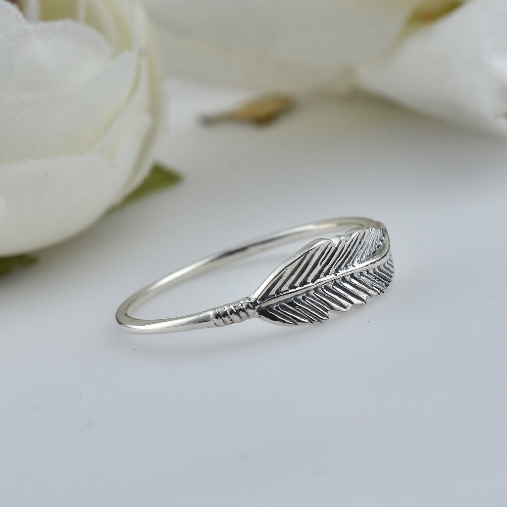 Nature Inspired Minimalist Leaf Ring –  925 Sterling Silver