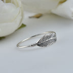 Nature Inspired Minimalist Leaf Ring –  925 Sterling Silver