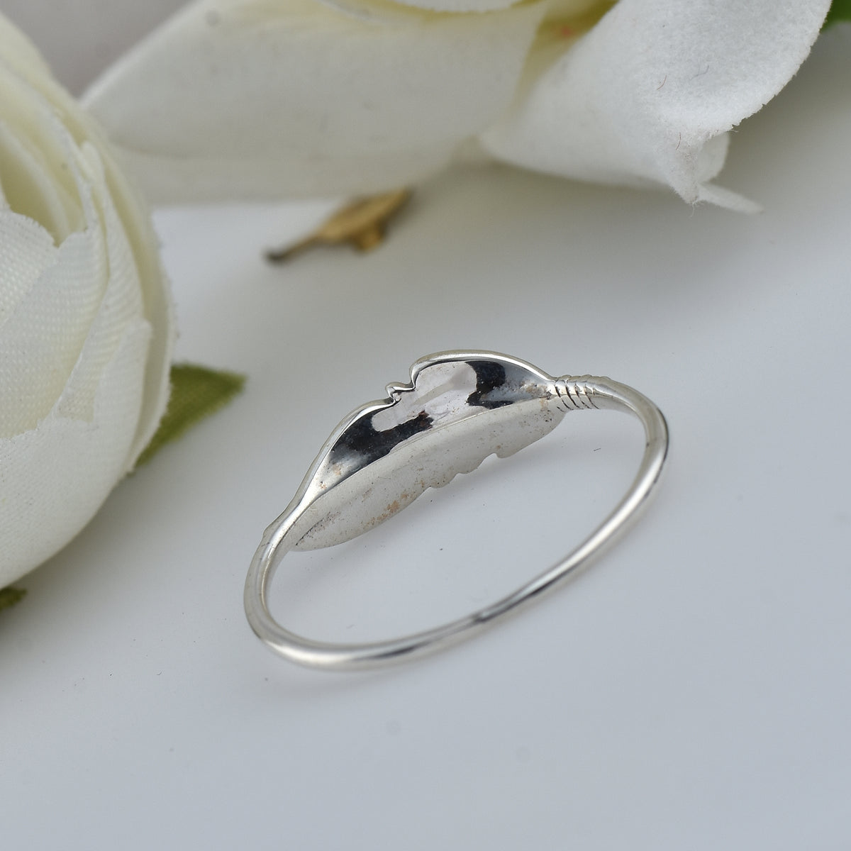 Minimalist Leaf Feather Ring – 925 Sterling Silver