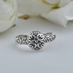 Vintage Floral Scroll Ring 925 Sterling Silver Oxidized