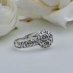 Vintage Floral Scroll Ring 925 Sterling Silver Oxidized