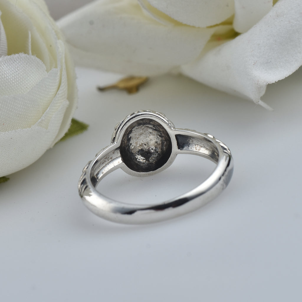 Vintage Floral Scroll Ring 925 Sterling Silver Oxidized