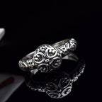 Vintage Floral Scroll Ring 925 Sterling Silver Oxidized