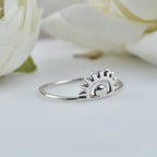 Minimal Sunburst Open Rising Sun Ring 925 Sterling Silver