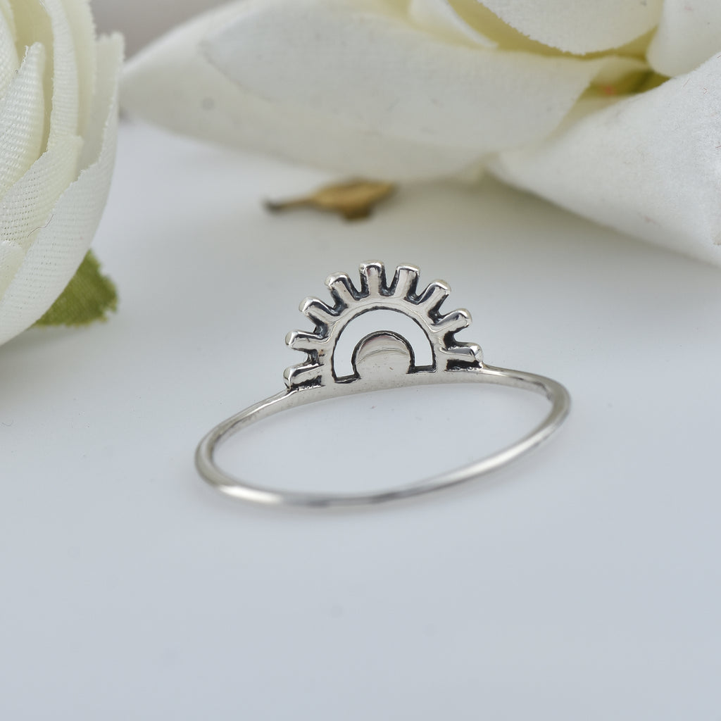 Minimal Sunburst Open Rising Sun Ring 925 Sterling Silver