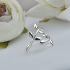 Open Nature Inspired Leaf Vine Ring 925 Sterling Silver