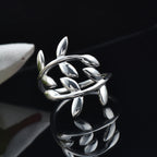 Open Nature Inspired Leaf Vine Ring 925 Sterling Silver