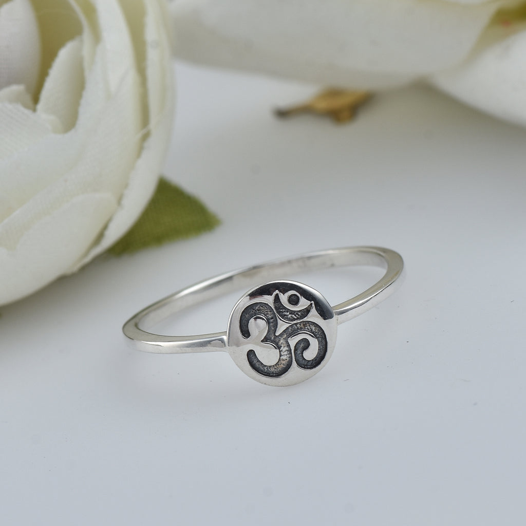 Minimal Spiritual Symbol Om Ring 925 Sterling Silver