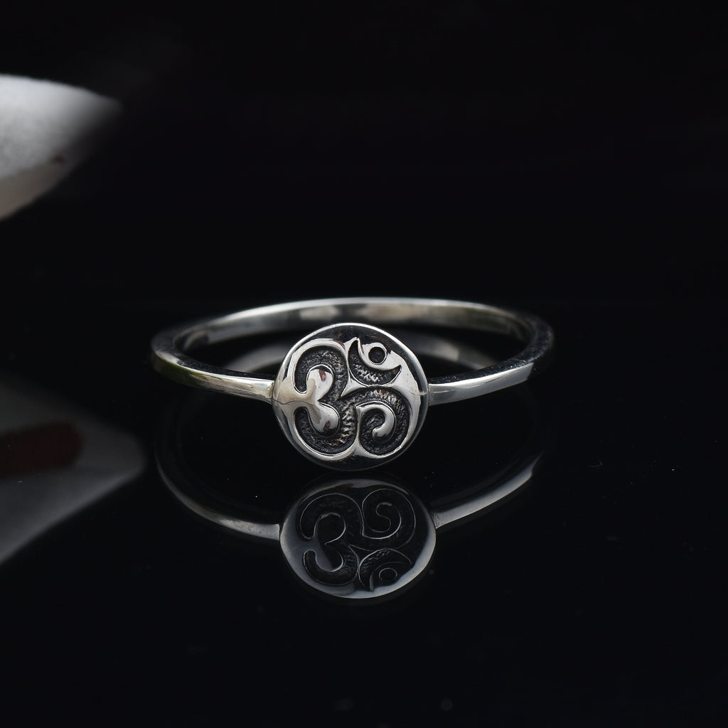 Minimal Spiritual Symbol Om Ring 925 Sterling Silver