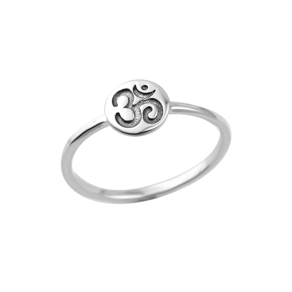 Minimal Spiritual Symbol Om Ring 925 Sterling Silver