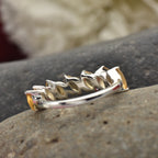 Marquise Citrine Half Eternity Band Ring 925 Sterling Silver