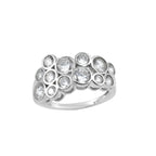 Round White Topaz Cluster Ring 925 Sterling Silver