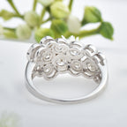 Round White Topaz Cluster Ring 925 Sterling Silver