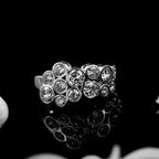 Round White Topaz Cluster Ring 925 Sterling Silver