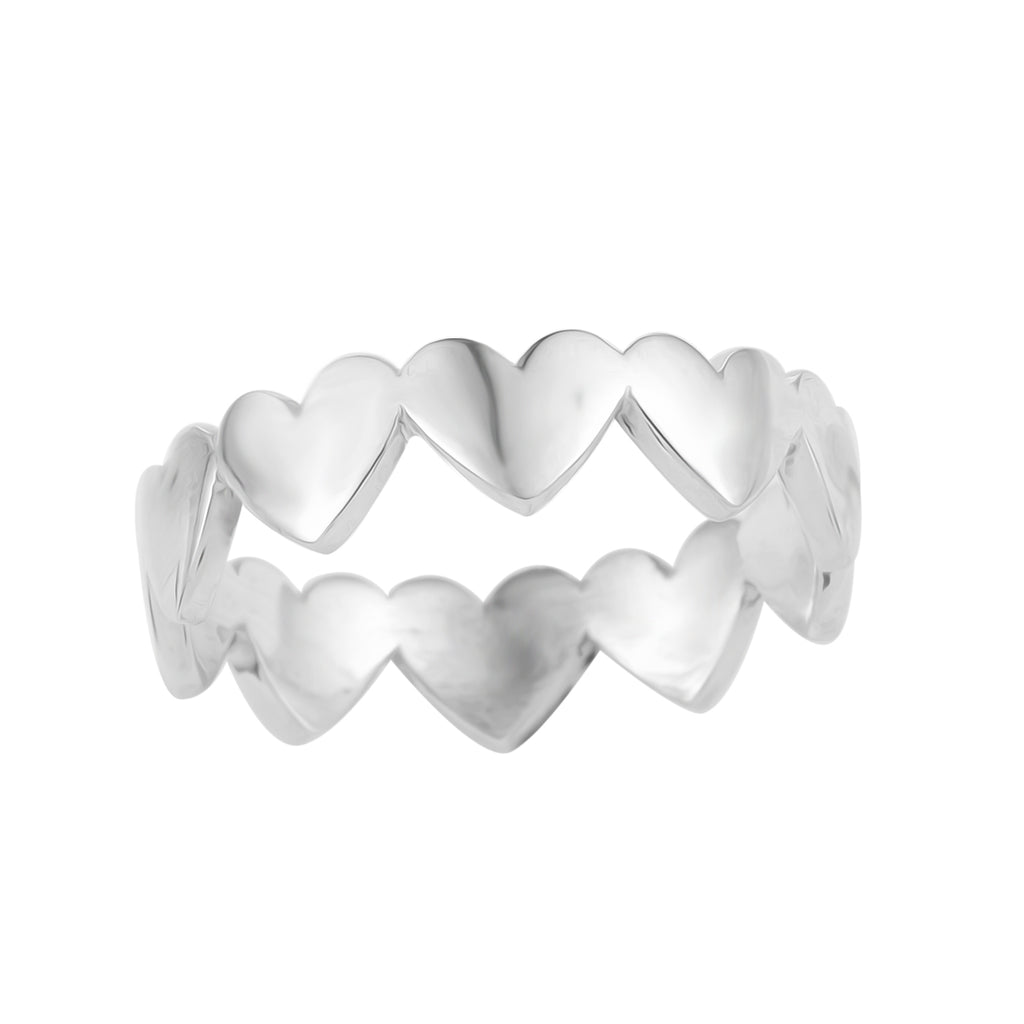 Heart Pattern Band Ring 925 Sterling Silver