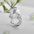 Heart Pattern Band Ring 925 Sterling Silver