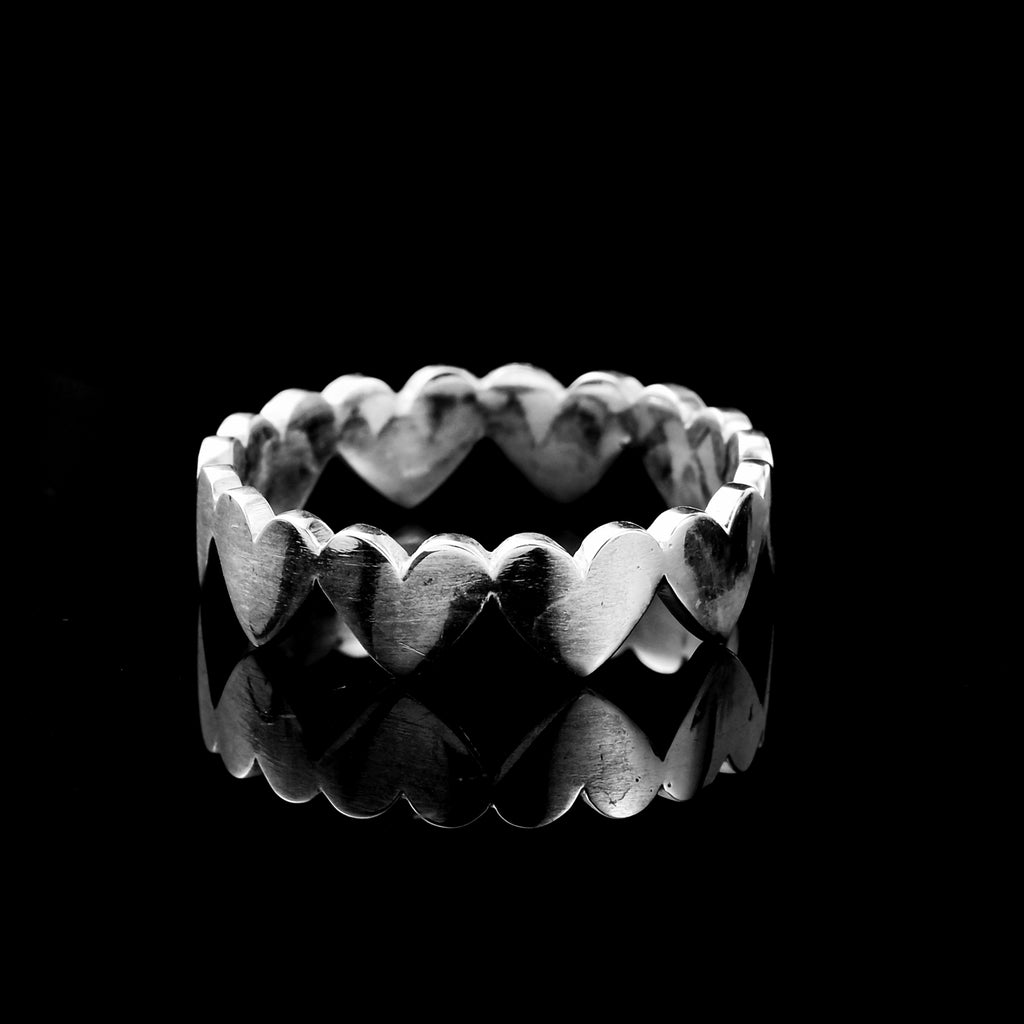 Heart Pattern Band Ring 925 Sterling Silver