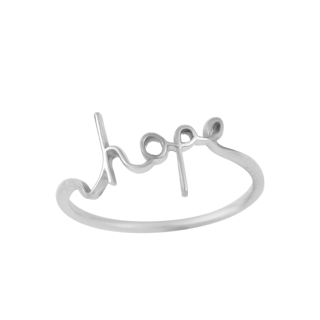 Hope Script Minimalist Ring 925 Sterling Silver
