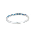 Round Blue Turquoise Stacking Band Ring 925 Sterling Silver
