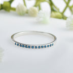 Round Blue Turquoise Stacking Band Ring 925 Sterling Silver