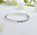 Round Blue Turquoise Stacking Band Ring 925 Sterling Silver
