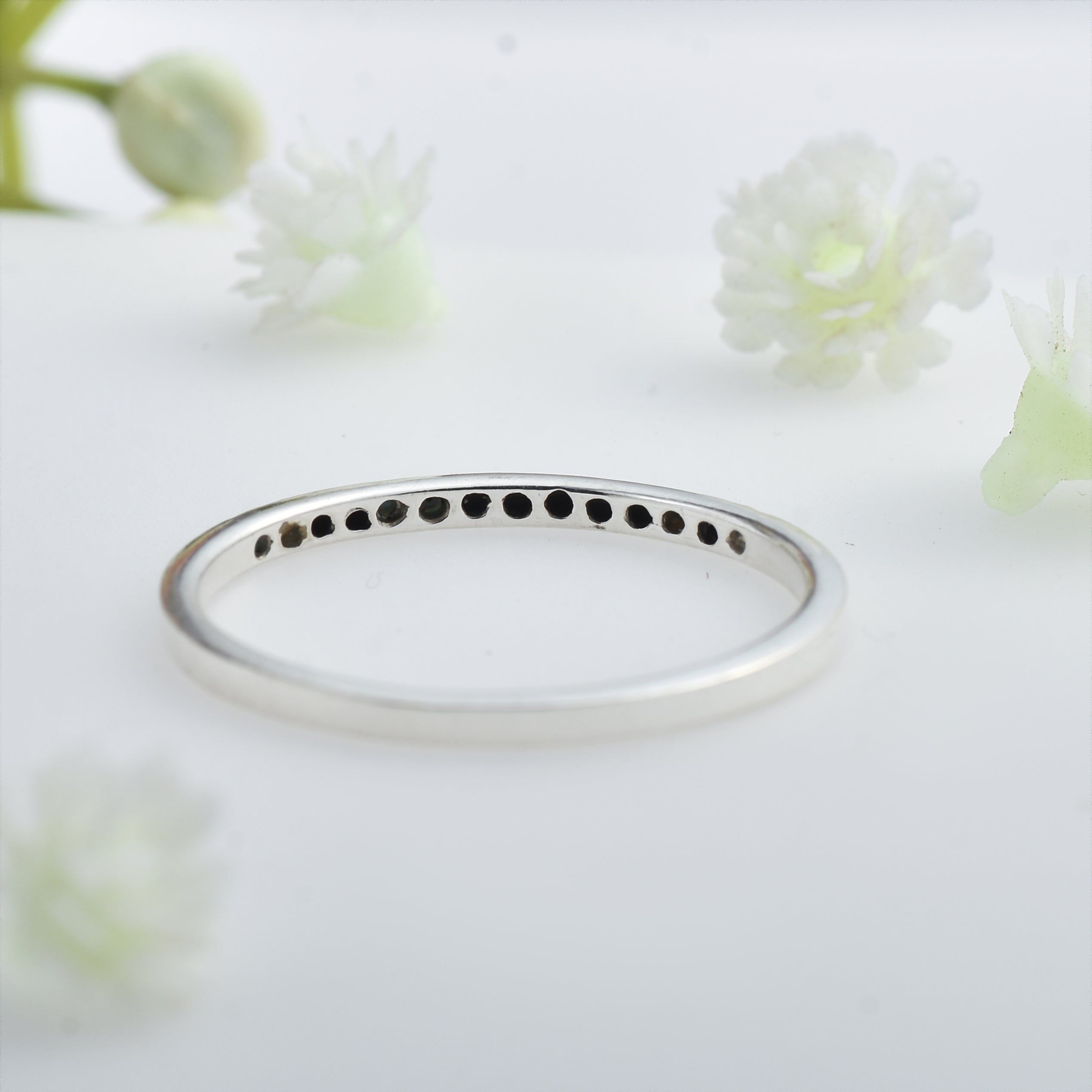 Round Blue Turquoise Stacking Band Ring 925 Sterling Silver