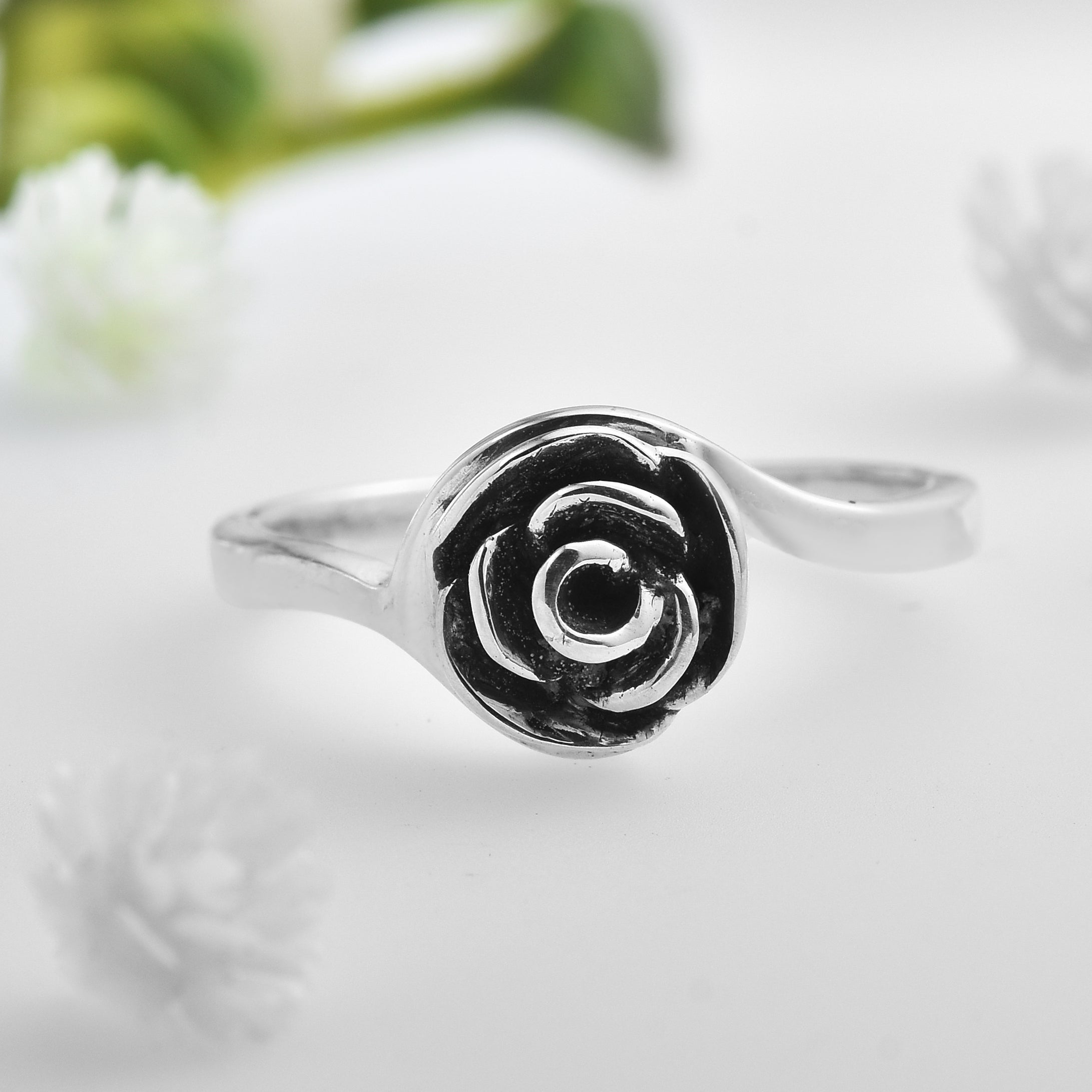 Minimalist  Rose Flower Ring – 925 Sterling Silver