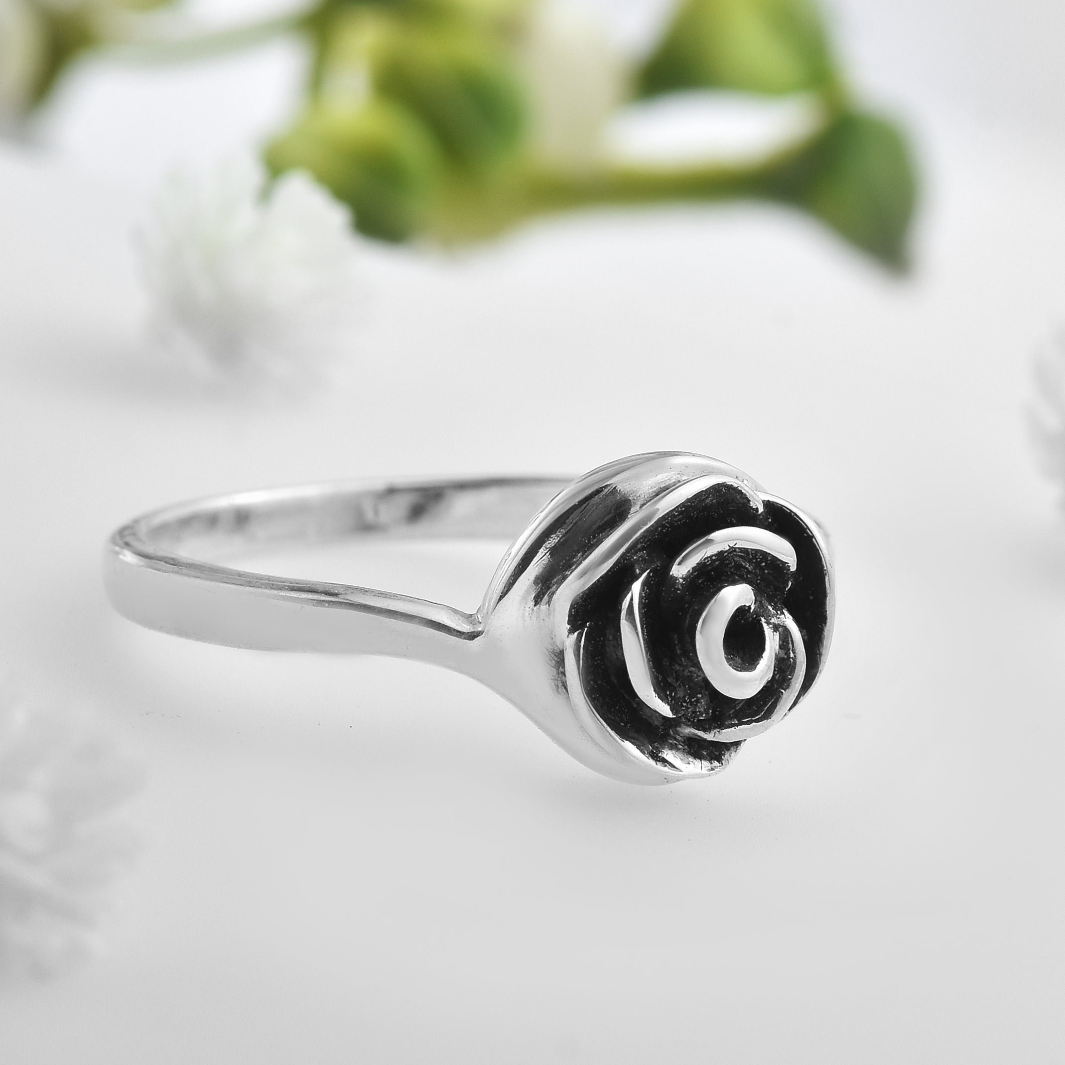 Minimalist  Rose Flower Ring – 925 Sterling Silver