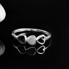 Triple Heart Minimalist Love Symbol Band Ring 925 Sterling Silver
