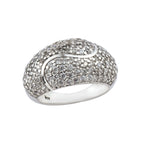 White CZ Pavé Dome Statement Ring 925 Sterling Silver