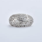 White CZ Pavé Dome Statement Ring 925 Sterling Silver
