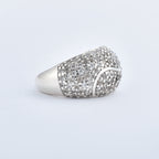 White CZ Pavé Dome Statement Ring 925 Sterling Silver