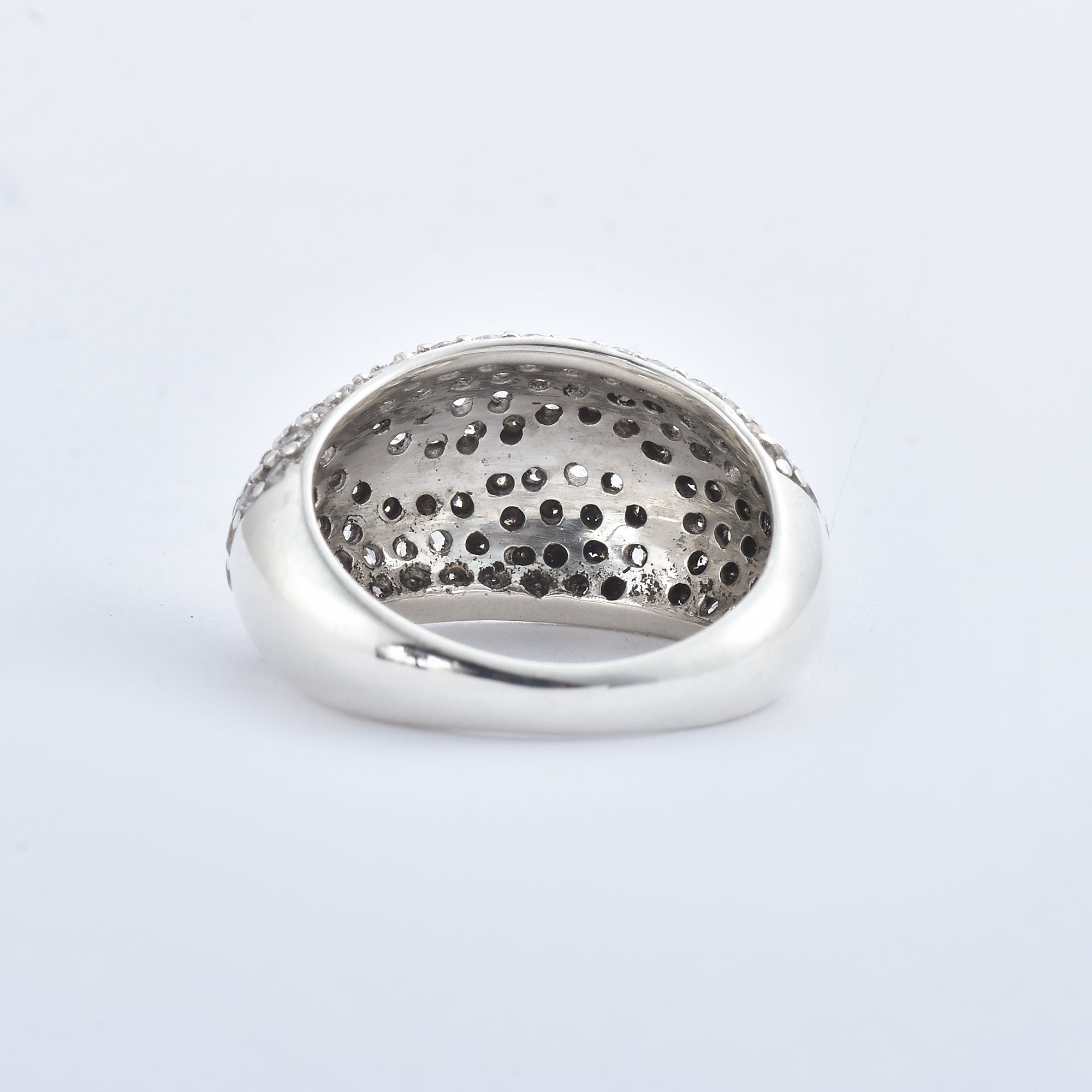 White CZ Pavé Dome Statement Ring 925 Sterling Silver
