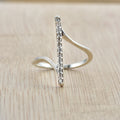 Round White Topaz Bar Ring in 925 Sterling Silver