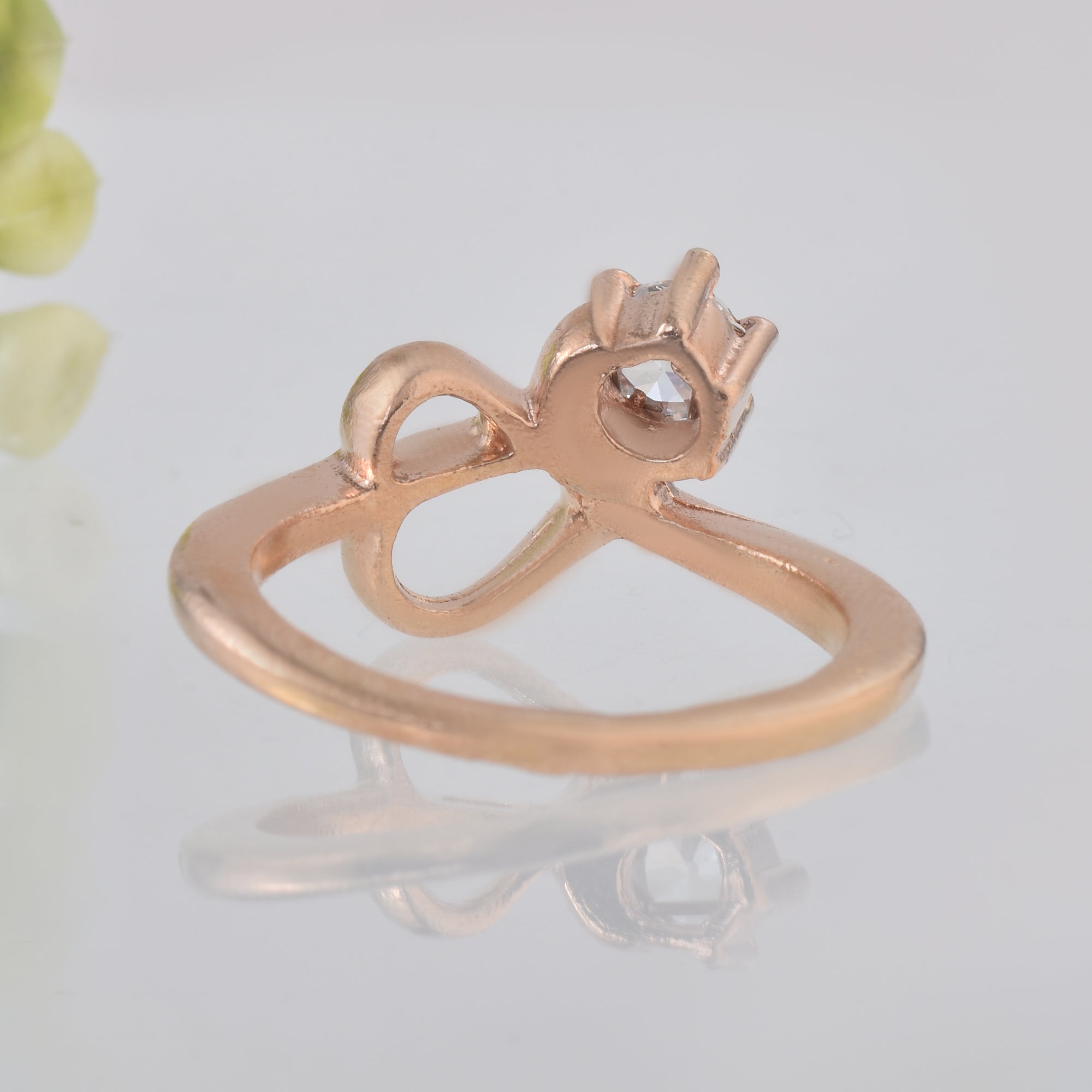 Round White Topaz Infinity Ring 925 Sterling Silver Rose Gold Plated