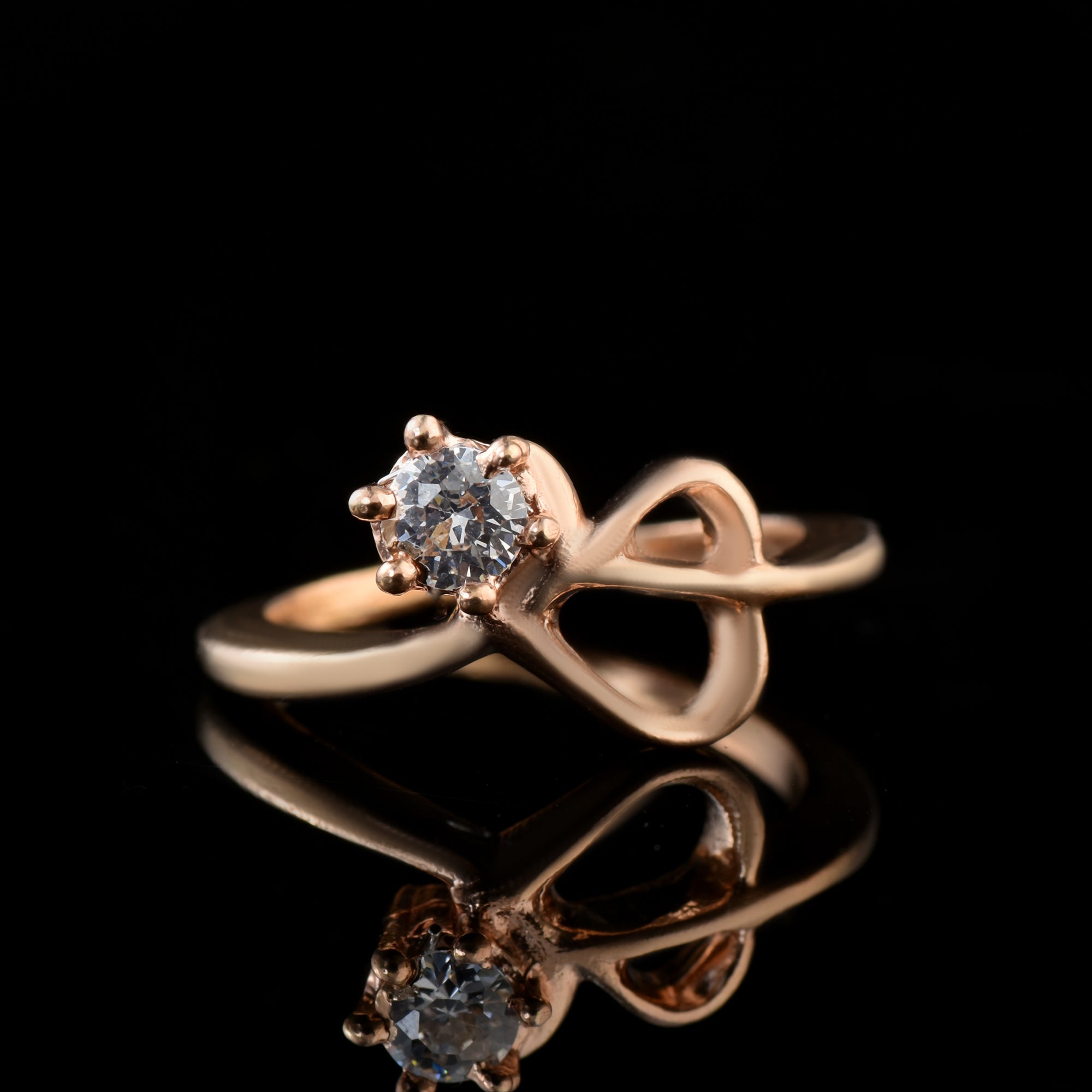 Round White Topaz Infinity Ring 925 Sterling Silver Rose Gold Plated