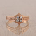 Round White Topaz Square Cluster Ring 925 Sterling Silver Rose Gold Plated