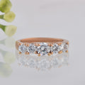 Round White Topaz Five Stone Ring 925 Sterling Silver Rose Gold Plated