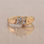 Round White Topaz Cluster Ring 925 Sterling Silver Yellow Gold Plated