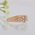 Round White Topaz Cluster Ring 925 Sterling Silver Yellow Gold Plated