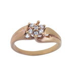 Round White Topaz Cluster Ring 925 Sterling Silver Yellow Gold Plated