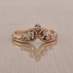 Round White Topaz Crown Ring 925 Sterling Silver Rose Gold Plated