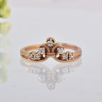 Round White Topaz Crown Ring 925 Sterling Silver Rose Gold Plated