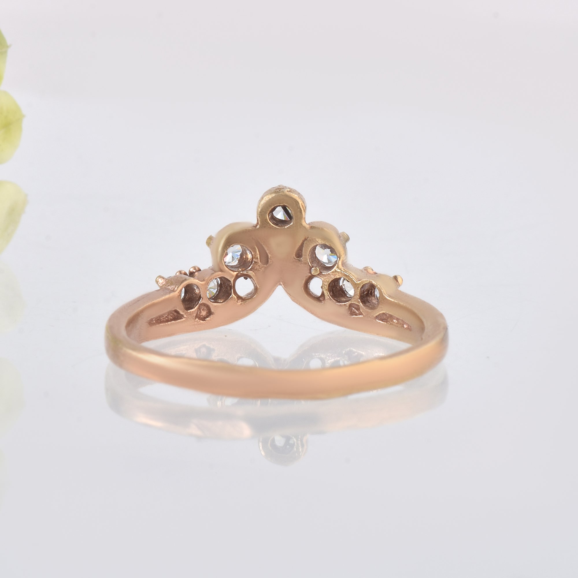 Round White Topaz Crown Ring 925 Sterling Silver Rose Gold Plated