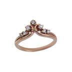 Round White Topaz Crown Ring 925 Sterling Silver Rose Gold Plated
