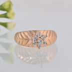 Round White Topaz Floral Ring 925 Sterling Silver Rose Gold Plated