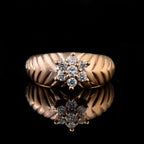 Round White Topaz Floral Ring 925 Sterling Silver Rose Gold Plated