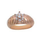Round White Topaz Floral Ring 925 Sterling Silver Rose Gold Plated