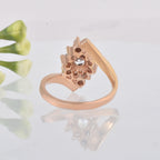 Round White Topaz Cluster Ring 925 Sterling Silver Rose Gold Plated